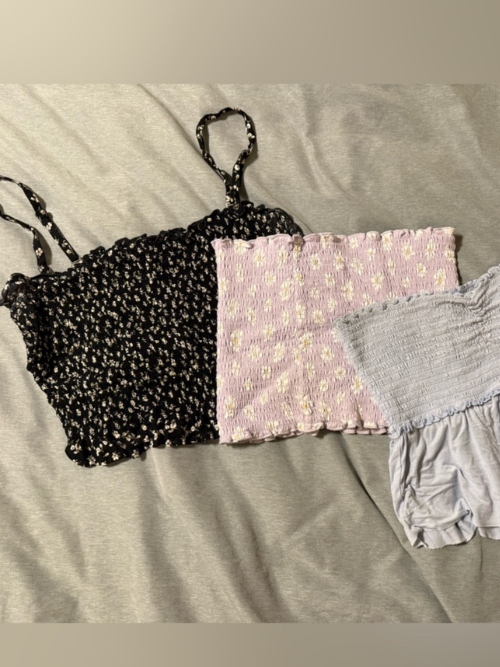 Hollister Floral Black, Pastel Pink crop tops